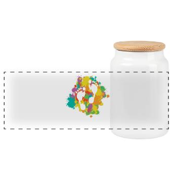 Footprints With Colorful Frame - Panoramic Cookie Jar with Wooden Lid - white - Front