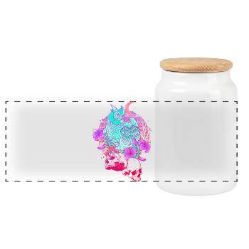 Pastel Goth Totenkopf Eule Aesthetic Clothes Mond - Panorama Keksdose mit Holzdeckel - Weiß - Vorne