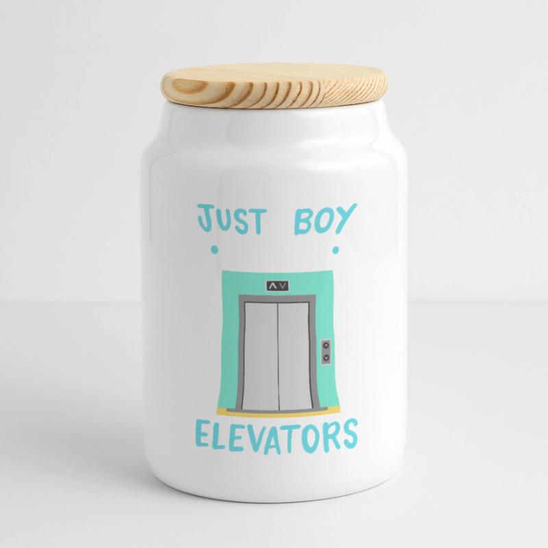 Elevator Elevator Technician Elevator Mechanics Panoramic Cookie Jar with Wooden Lid