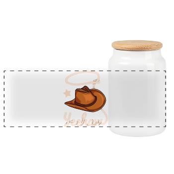 Cowboy Yeehaw Western - Panorama Keksdose mit Holzdeckel - Weiß - Vorne