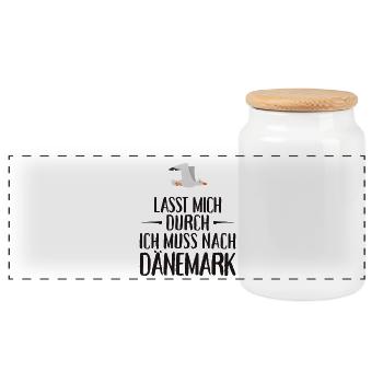 Lasst mich durch ich muss nach Dänemark Möwe - Panorama Keksdose mit Holzdeckel - Weiß - Vorne