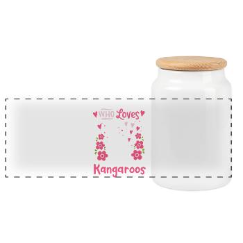 Kangaroo Australia Kangaroo Lovers - Panoramic Cookie Jar with Wooden Lid - white - Front