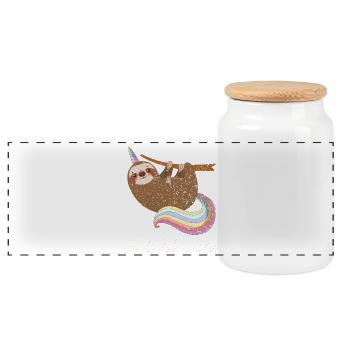 Slothicorn Faultier Einhorn Süß Lustig Shirt - Panorama Keksdose mit Holzdeckel - Weiß - Vorne