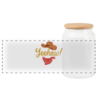 Cowboy Yeehaw Western Country - Panorama Keksdose mit Holzdeckel - Weiß - Vorne