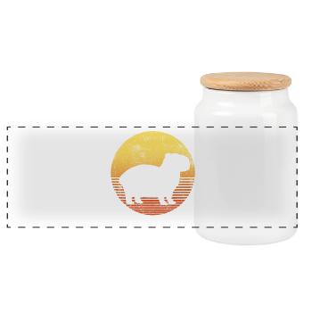 Capybara Vintage - Panoramic Cookie Jar with Wooden Lid - white - Front