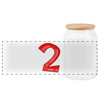 2 - Panoramic Cookie Jar with Wooden Lid - white - Front