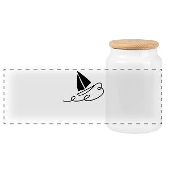 voile - Boîte à biscuits avec couvercle en bois - blanc - Devant
