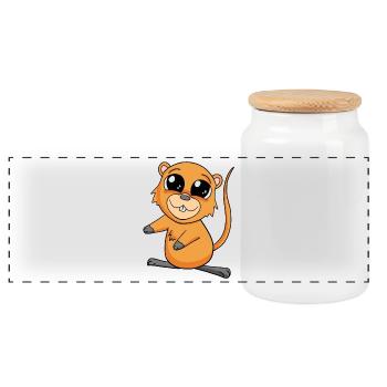 Quokka - Panoramic Cookie Jar with Wooden Lid - white - Front