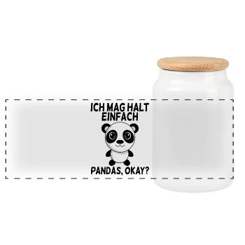 Ich mag Pandas - Panorama Keksdose mit Holzdeckel - Weiß - Vorne