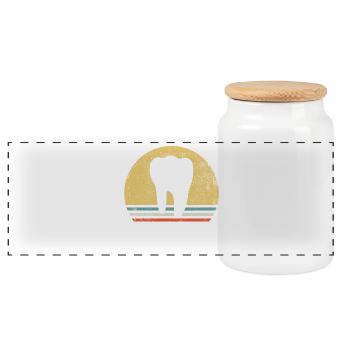 Dental Zahn Vintage - Panorama Keksdose mit Holzdeckel - Weiß - Vorne