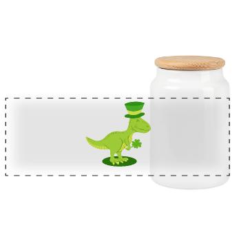 St. Patrick's Day Dinosaurier Irisch - Panorama Keksdose mit Holzdeckel - Weiß - Vorne