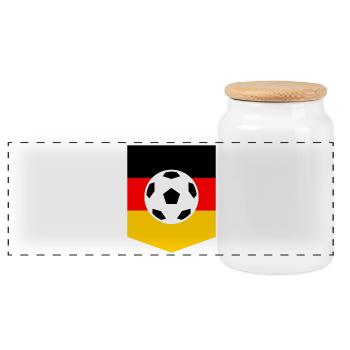 Deutschland Fußball - Panoramic Cookie Jar with Wooden Lid - white - Front