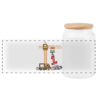 Kinder Geburtstagsshirt Bagger 1 Junge Baustelle 1 - Panorama Keksdose mit Holzdeckel - Weiß - Vorne