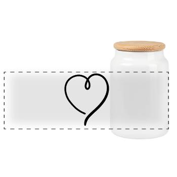Heart Black Modern - Panoramic Cookie Jar with Wooden Lid - white - Front