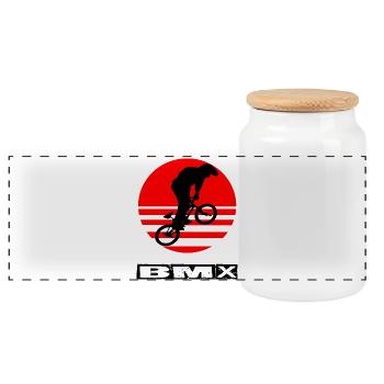 BMX - Panoramic Cookie Jar with Wooden Lid - white - Front