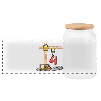 Bagger T-Shirt 4. Geburtstag 4 Jahre Jungen Shirt - Panorama Keksdose mit Holzdeckel - Weiß - Vorne