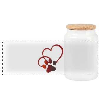 patte de chat avec coeur amoureux des chats amoureux des chats - Boîte à biscuits avec couvercle en bois - blanc - Devant