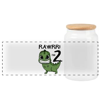 2e anniversaire - 2 ans - J’ai 2 ans - Boîte à biscuits avec couvercle en bois - blanc - Devant