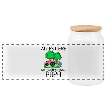 Vatertag - erster Vatertag Shirt - Panorama Keksdose mit Holzdeckel - Weiß - Vorne