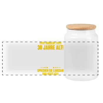 30. Geburtstag Lustiger Spruch - Panorama Keksdose mit Holzdeckel - Weiß - Vorne
