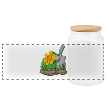 Jardin motif jardin cadeau jardinier - Boîte à biscuits avec couvercle en bois - blanc - Devant