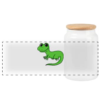 Lézard - Boîte à biscuits avec couvercle en bois - blanc - Devant