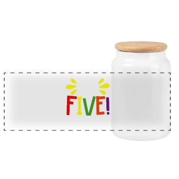 5. Geburtstag HI Five 5. Klasse - Panorama Keksdose mit Holzdeckel - Weiß - Vorne