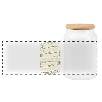 35e anniversaire - Boîte à biscuits avec couvercle en bois - blanc - Devant