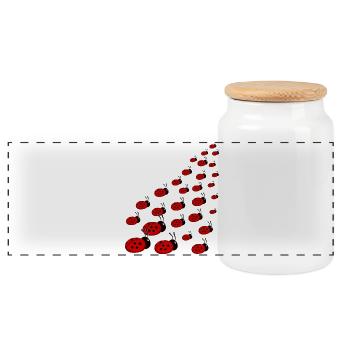 ladybird - Panoramic Cookie Jar with Wooden Lid - white - Front