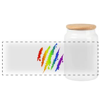 Pride LGBTQ Rainbow Scratch Mark - Panoramic Cookie Jar with Wooden Lid - white - Front