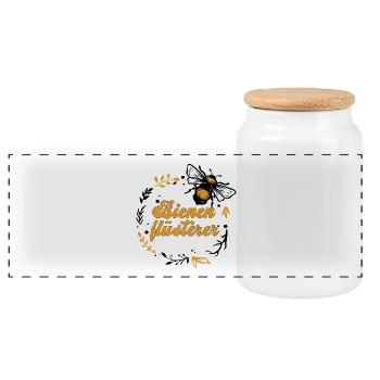 Imker Bienenflüsterer Geschenk Frühling - Panorama Keksdose mit Holzdeckel - Weiß - Vorne