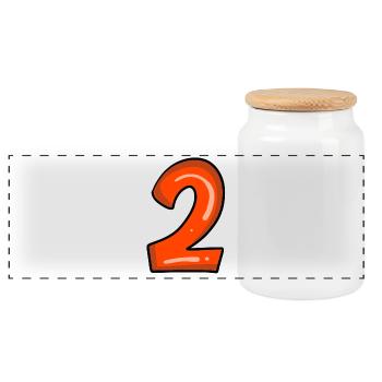2 rouge - Boîte à biscuits avec couvercle en bois - blanc - Devant
