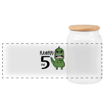 5e anniversaire - 5 ans - J’ai 5 ans - Boîte à biscuits avec couvercle en bois - blanc - Devant