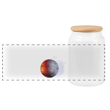 Red moon in fog dust - Panoramic Cookie Jar with Wooden Lid - white - Front