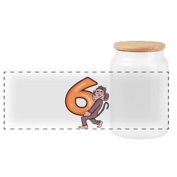 6ème anniversaire singe garçon 6 ans cadeau - Boîte à biscuits avec couvercle en bois - blanc - Devant