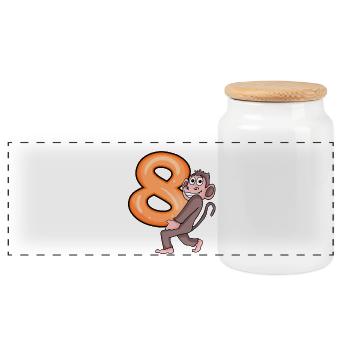 8e anniversaire singe garçon 8 ans cadeau - Boîte à biscuits avec couvercle en bois - blanc - Devant
