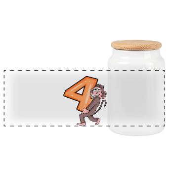 4ème anniversaire singe garçon 4 ans cadeau - Boîte à biscuits avec couvercle en bois - blanc - Devant