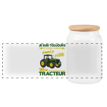 pilote tracteur toujours de bonne humeur cadeau - Boîte à biscuits avec couvercle en bois - blanc - Devant