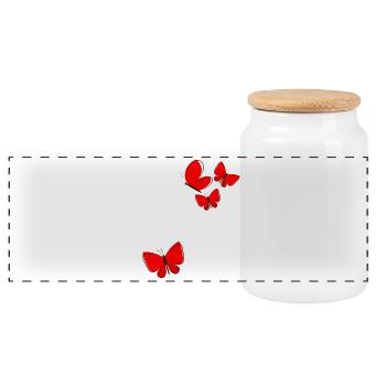 Cadre papillon en forme de fleurs en forme de cœur - Boîte à biscuits avec couvercle en bois - blanc - Devant