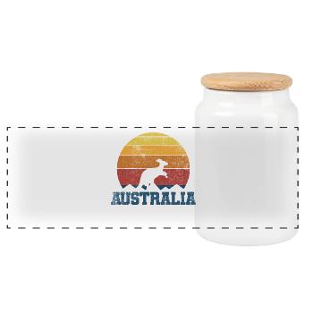 Australien Känguru - Panorama Keksdose mit Holzdeckel - Weiß - Vorne