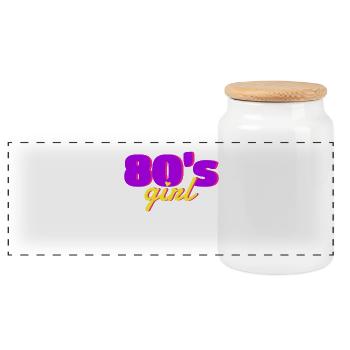 80er Mädchen 80er Party - Panorama Keksdose mit Holzdeckel - Weiß - Vorne