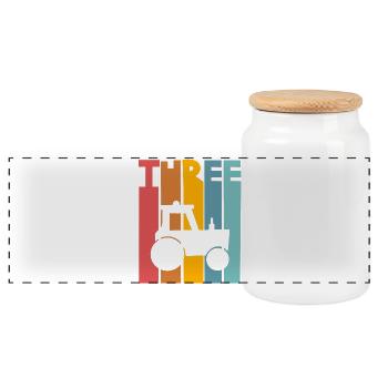 Tractor 3rd Birthday Kids - Panoramic Cookie Jar with Wooden Lid - white - Front