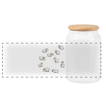 Small flock of sheep I Sheep I Sheep Comic - Panoramic Cookie Jar with Wooden Lid - white - Front