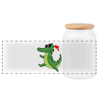 Crocodile - Boîte à biscuits avec couvercle en bois - blanc - Devant