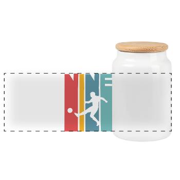 Football 9 years children's birthday party - Panoramic Cookie Jar with Wooden Lid - white - Front
