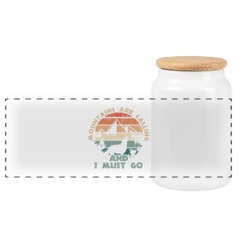 Les montagnes annoncent le coucher du soleil - Boîte à biscuits avec couvercle en bois - blanc - Devant