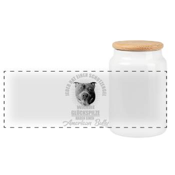 American Bully Schutzengel - Panorama Keksdose mit Holzdeckel - Weiß - Vorne