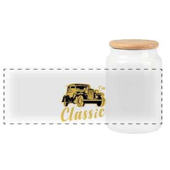 Citation de voiture drôle pour les amateurs de voitures im pas vieux im classe - Boîte à biscuits avec couvercle en bois - blanc - Devant