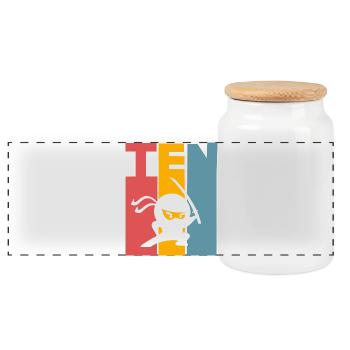 Ninja 10 ans enfants - Boîte à biscuits avec couvercle en bois - blanc - Devant