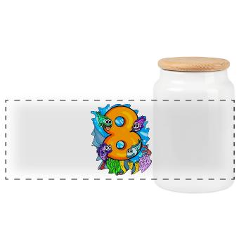 8 ans - 8ème anniversaire - Poisson dans l’océan - Boîte à biscuits avec couvercle en bois - blanc - Devant